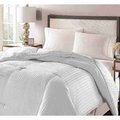 Blue Ridge 350 Thread Count Down Fiber Damask Stripe Comforter, White, Full/Queen 011830
